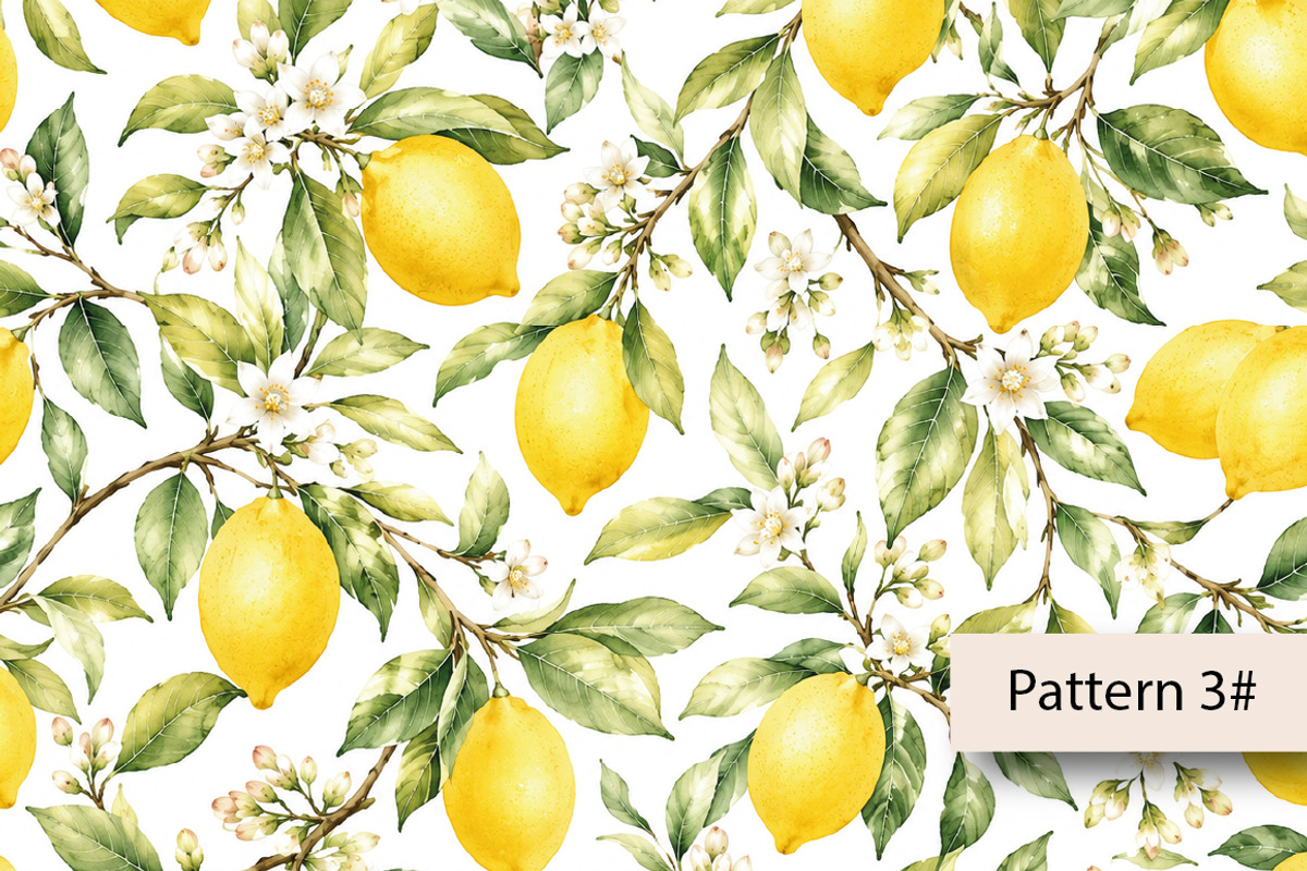 Watercolor Lemon Seamless Pattern, a Pattern Graphic by Villa 11 Estudio (Photo 4 of 8)