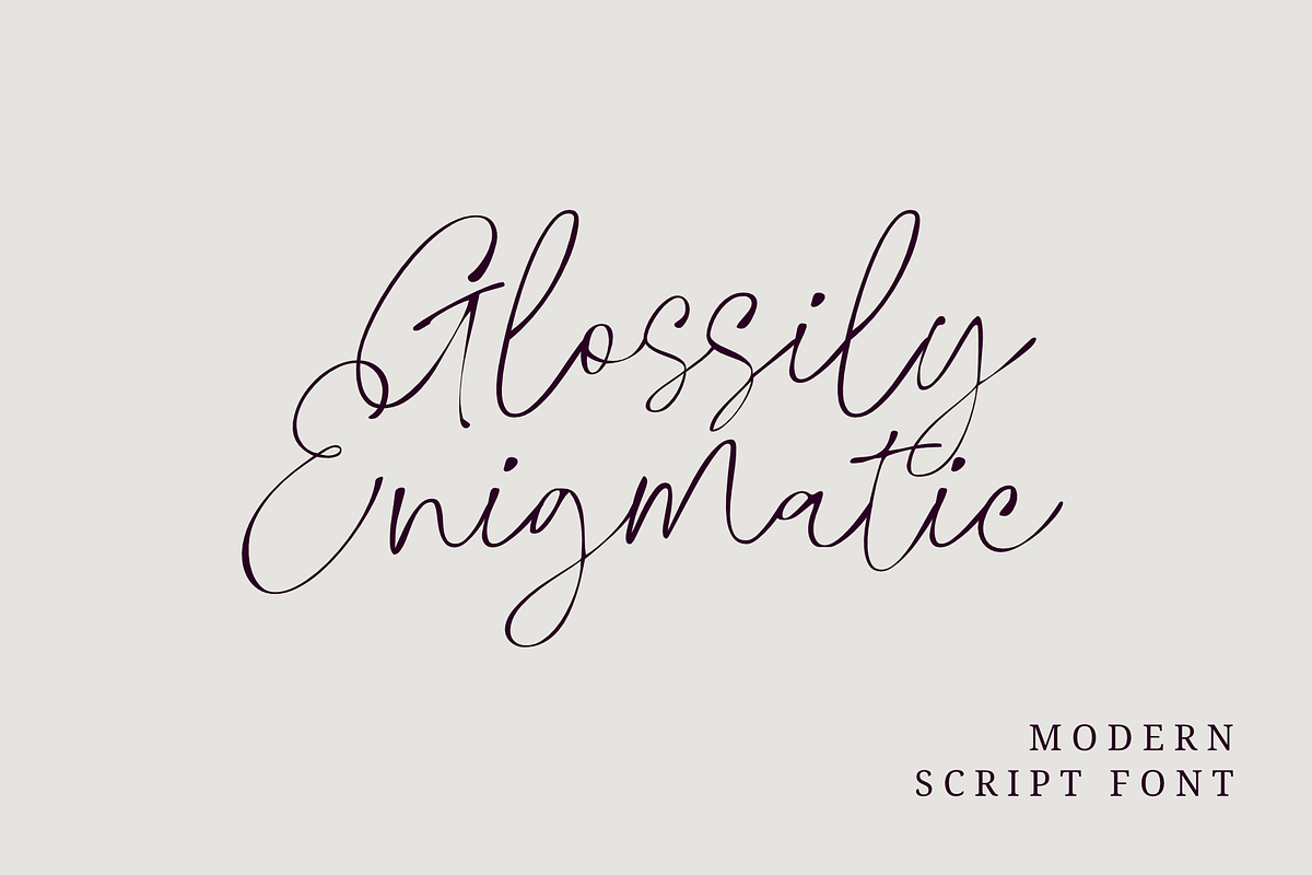 Glossily Enigmatic - a Modern Font, a Script Font by Ali Hamidi (Photo 1 of 9)
