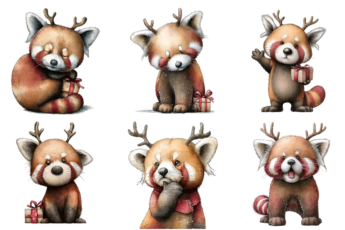 Red Panda with Emotion Clipart, an Illustration by DreamArtGraphic (Photo 2 of 5)