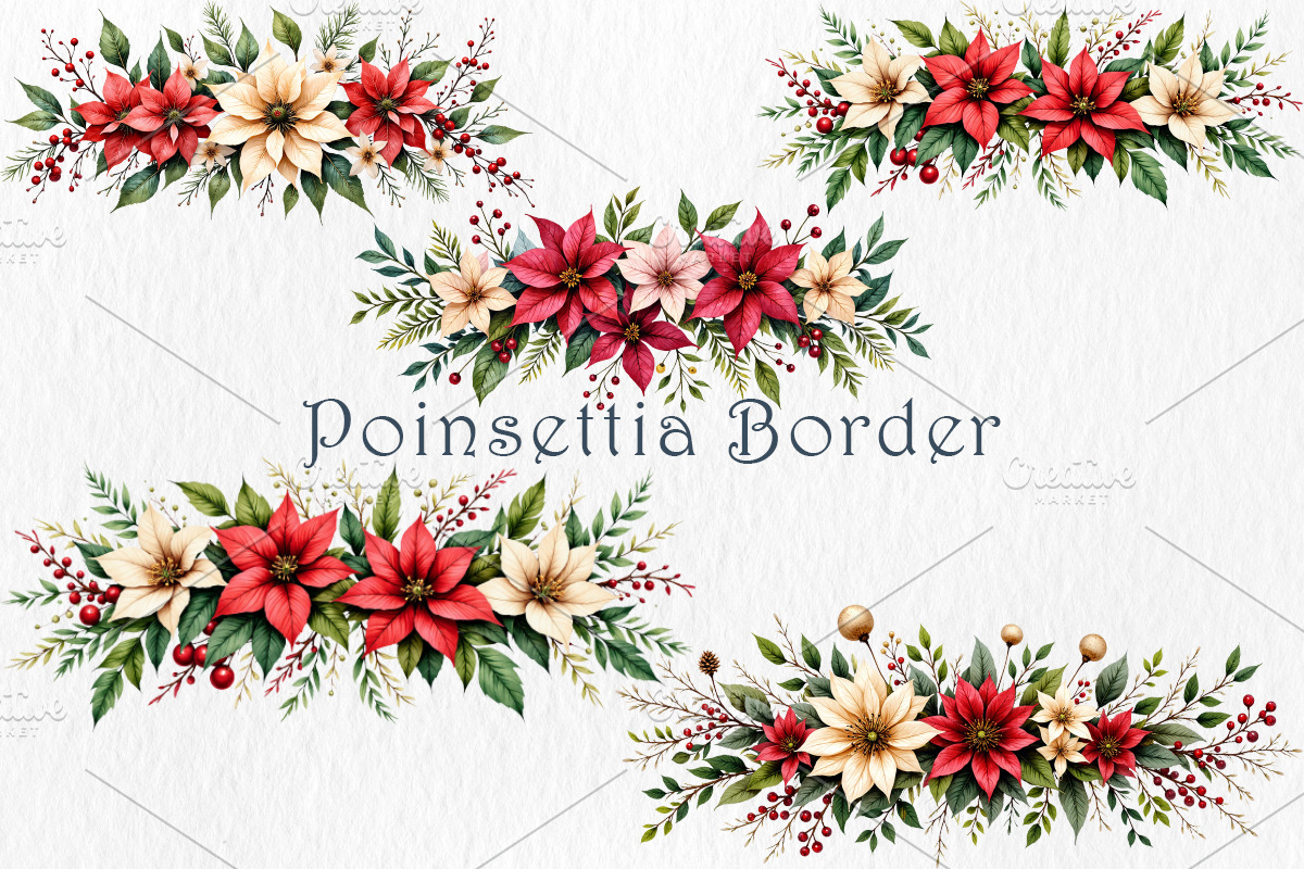 Poinsettia Clipart Bundle, a Seasonal Illustration by GalaDesign03 (Photo 7 of 9)