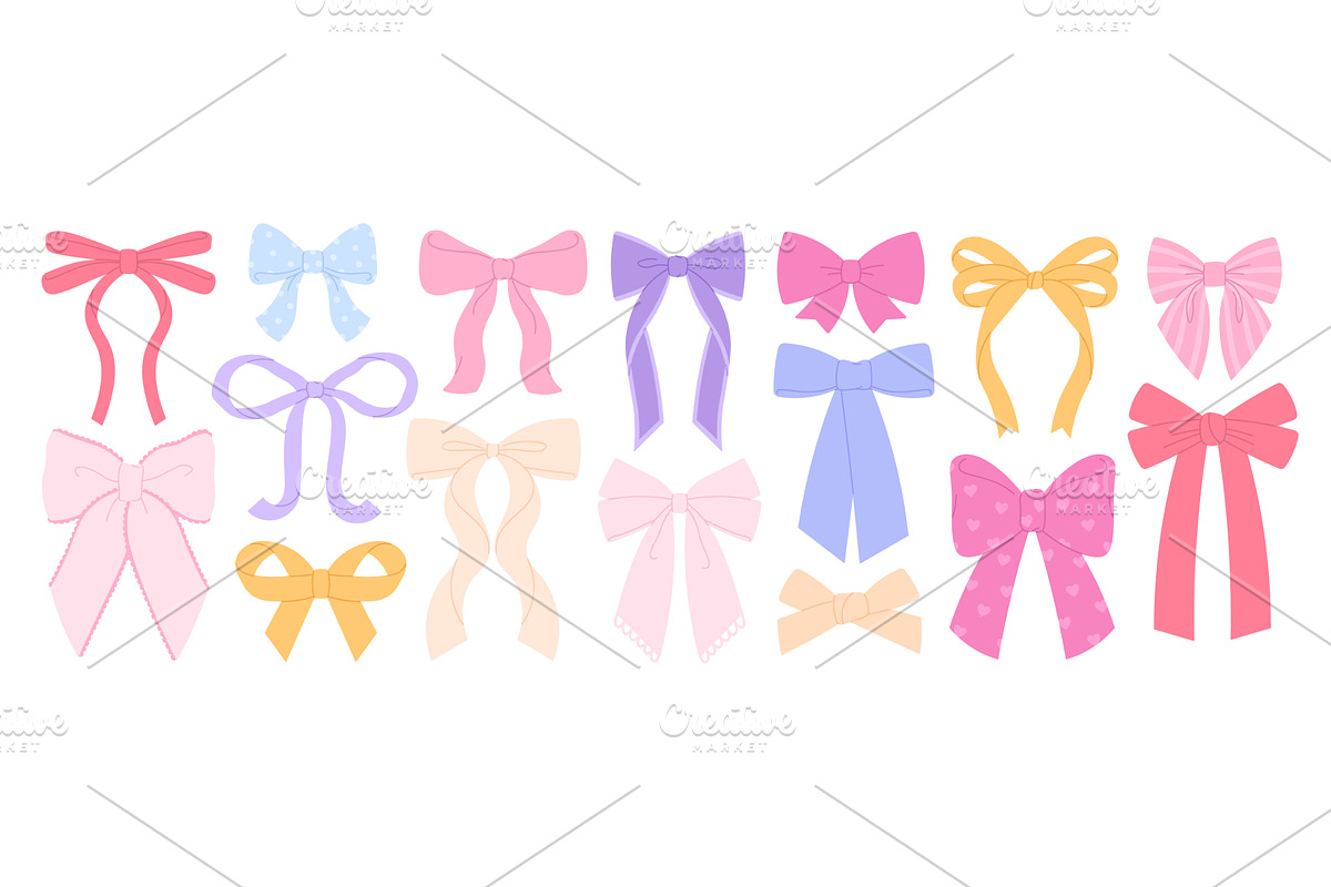 Bows with ribbons. Vibrant different, an Object Illustration by LadadikArt
