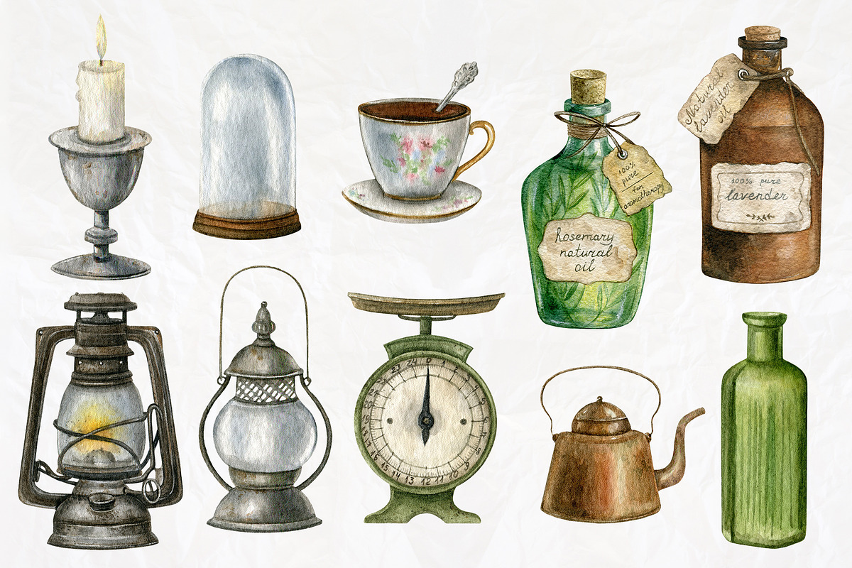 Vintage watercolor set, a Decorative Illustration by Nastilustra (Photo 4 of 10)