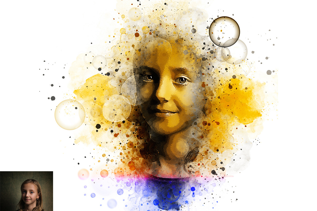 Bubble Watercolor Photoshop Action, a Brushes & More by Studio Retouch (Photo 6 of 14)