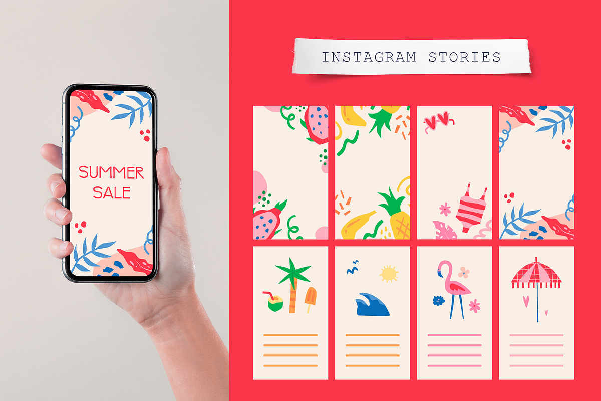 Summer Vibe | Clipart + patterns, an Illustration by katieromanoff_art (Photo 10 of 19)