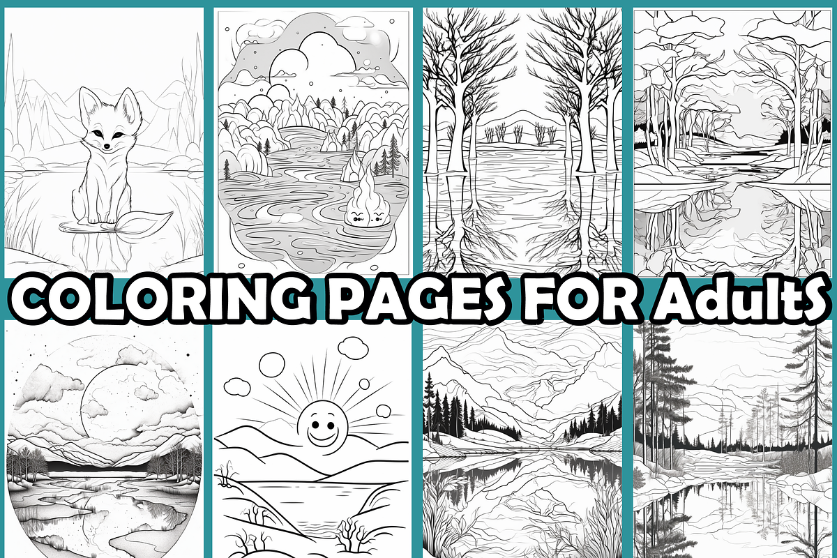 Frozen Lake Reflections Coloring Pag, an Animal Illustration by martinblan (Photo 3 of 4)