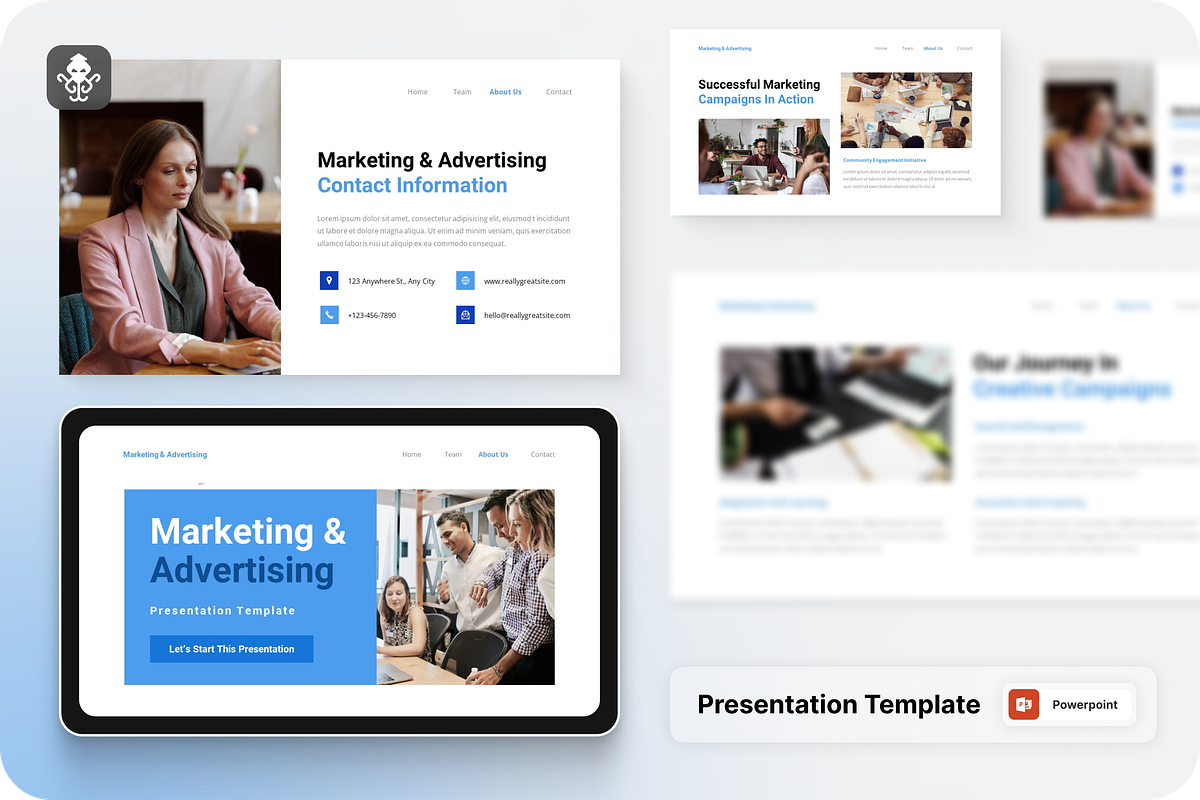 Marketing & Advertising PowerPoint, a Presentation Template by SquidPixey (Photo 1 of 6)