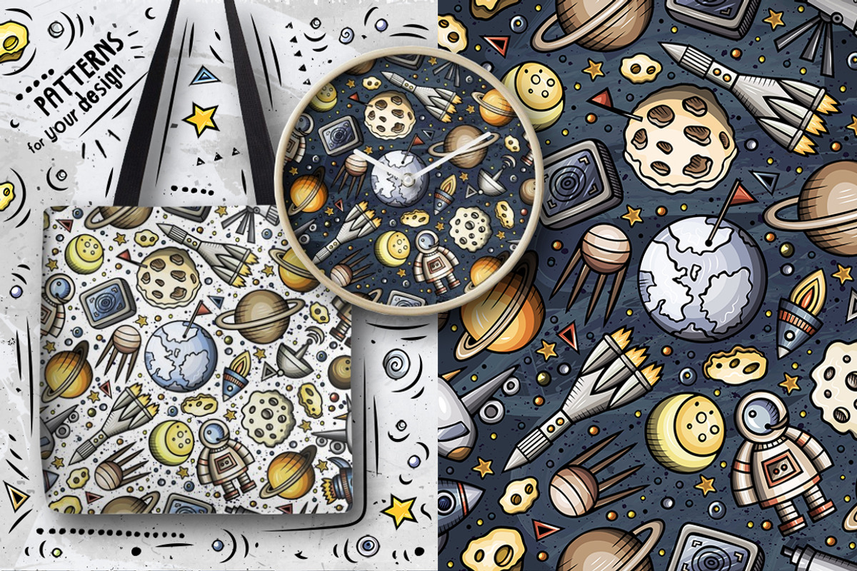Space Doodle Seamless Patterns, a Pattern Graphic by BALABOLKA (Photo 4 of 8)
