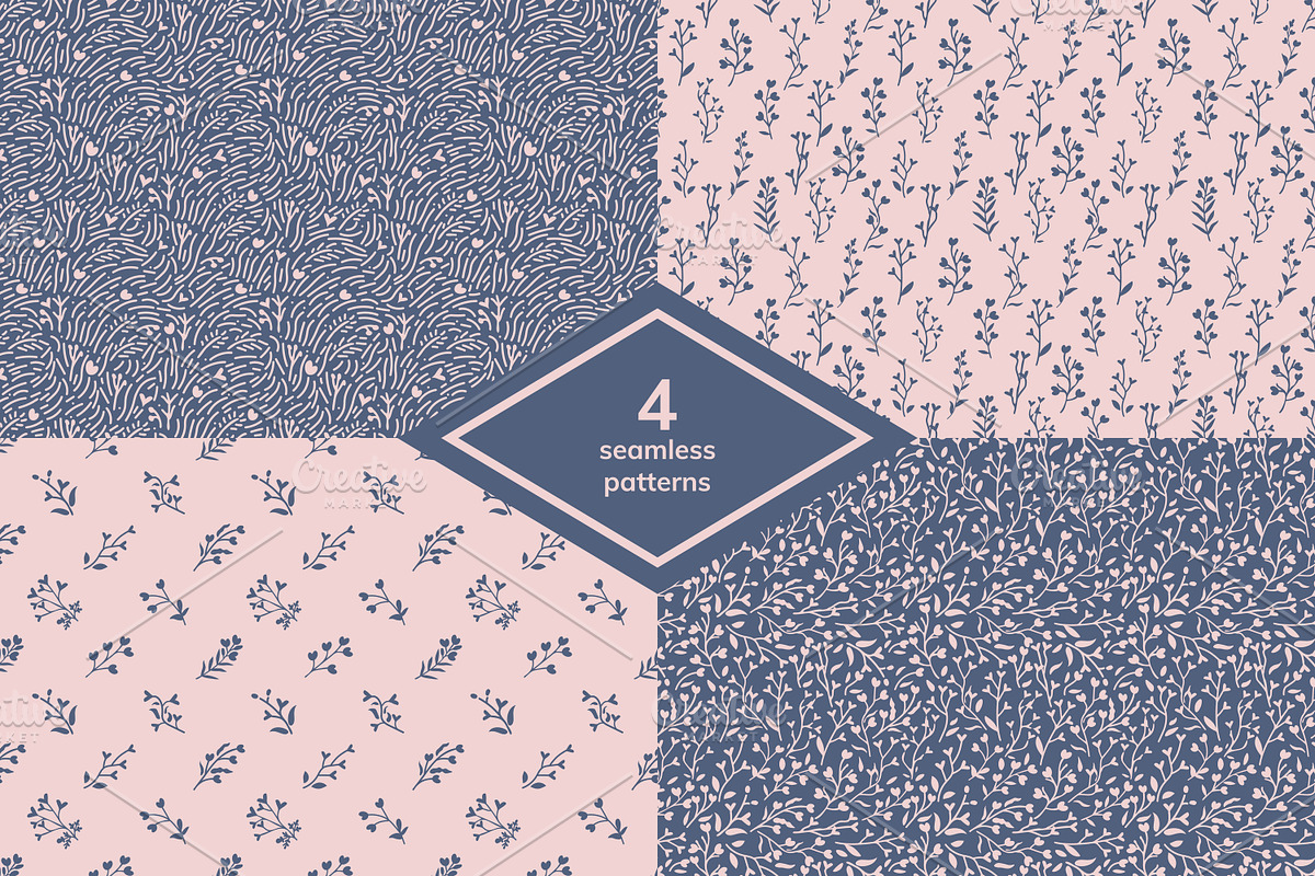 Seamless heart flowers, a Pattern Graphic by elyomys (Photo 1 of 3)