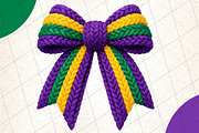 Faux Yarn Mardi Gras Coquette Bow, an Illustration by DreamCafeArt (Thumbnail 1 of 8)