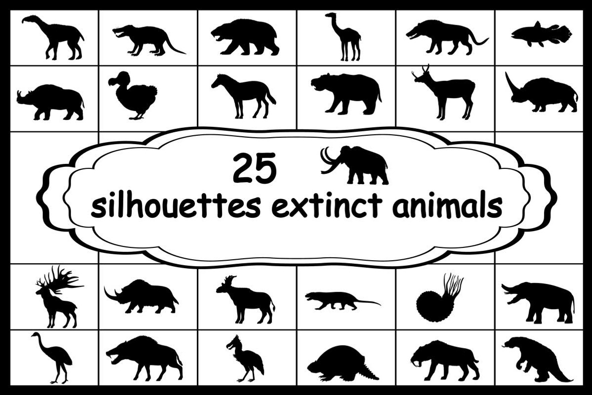 Set 25 silhouettes extinct animals, an Icon by kozyrevaelena (Photo 1 of 4)