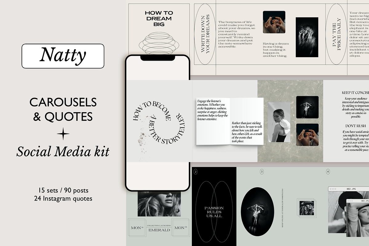 Instagram Carousel kit and Quotes, a Social Media Template by Bonumo (Photo 1 of 17)