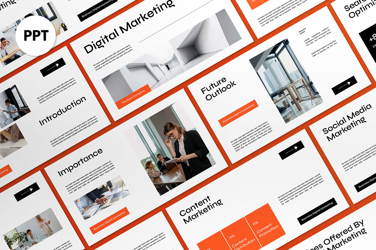 White Orange Digital Marketing PPT, a Presentation Template by graphicook (Photo 1 of 4)
