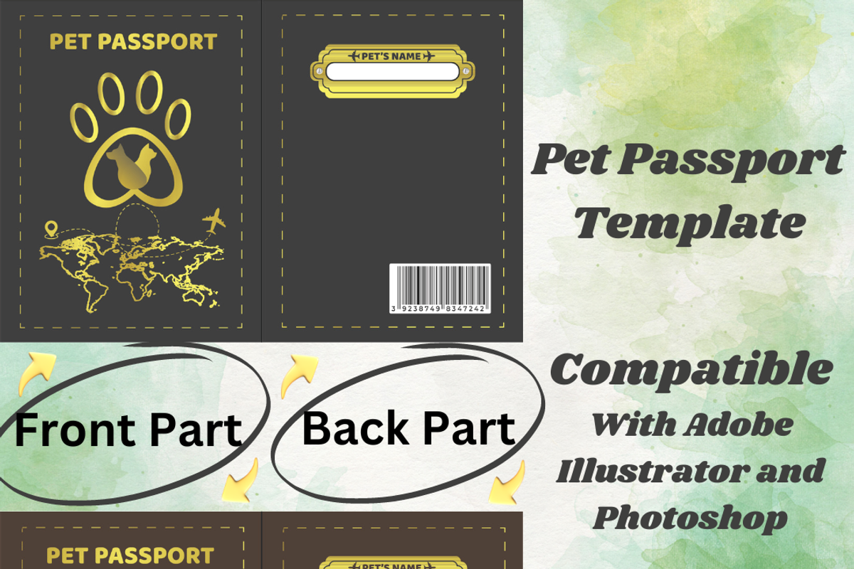 Pet Passport Editable Template, a Print Template by Illustrations By Azmira (Photo 1 of 7)