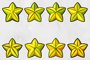 Cartoon Carambola Clipart Set
