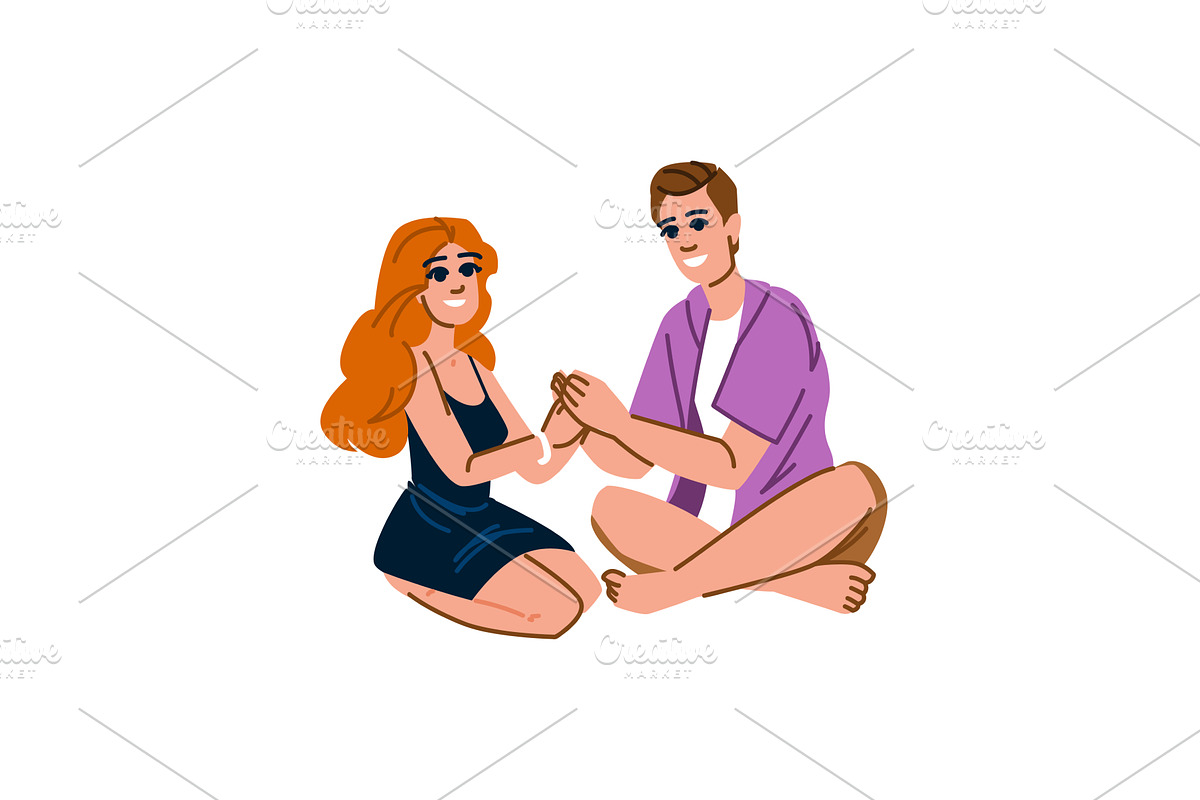 Young couple holding hands and, a Person Illustration by pikepicture