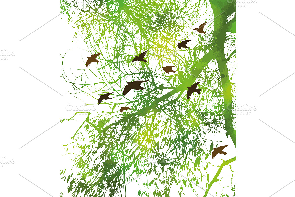 Silhouette of willow green tree, an Object Illustration by Nenahliadava Design