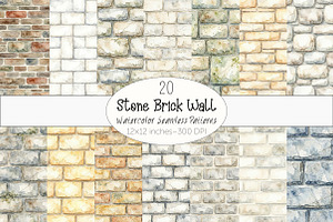 Stone Brick Wall Textures Patterns, a Pattern Graphic by Design Market