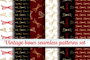 Vintage Bows Seamless Patterns Set