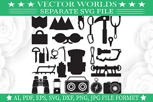 Trekking Equipment Svg, Trekking Svg, an Object Graphic by VectorWorlds