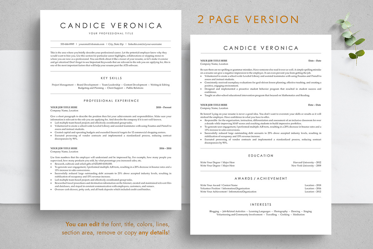 ATS Resume Template - CANDICE, a Resume Template by TheStandOutResume (Photo 3 of 7)