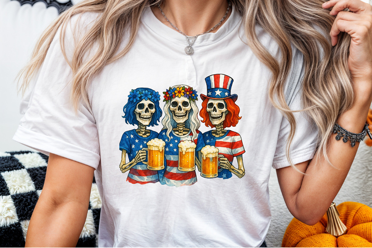 Skeleton 4th of July Sublimation PNG, an Illustration by Sublimation Artist (Photo 9 of 9)