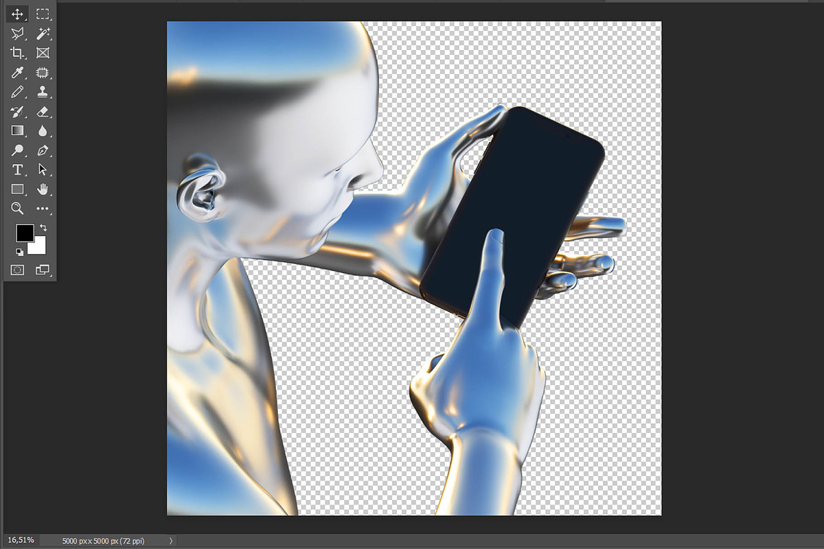 3d metallic man touching the phone., an Object Graphic by Mary P (Photo 2 of 2)