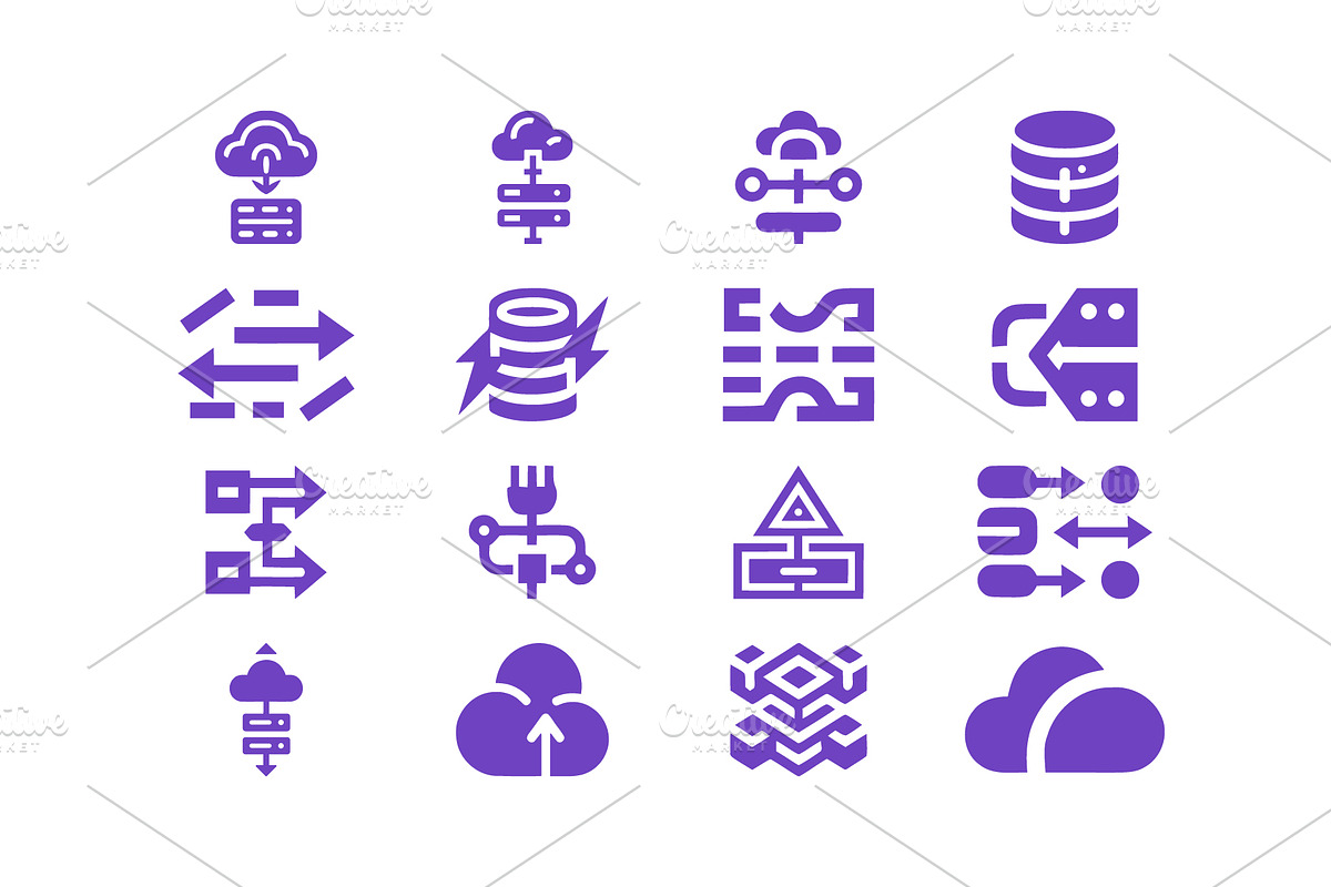 Tech Cloud Data Server Icons Bundle, a Solid Icon by Vectorium Studio (Photo 9 of 24)