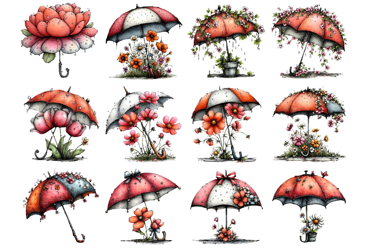 Whimsical Summer Floral Umbrella, an Illustration by DreamArtGraphic (Photo 4 of 4)