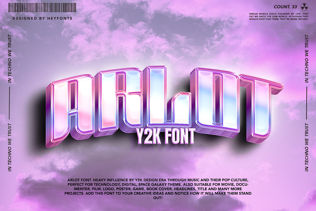 Arlot Y2k Font, a Font by HeyFonts (Photo 1 of 4)