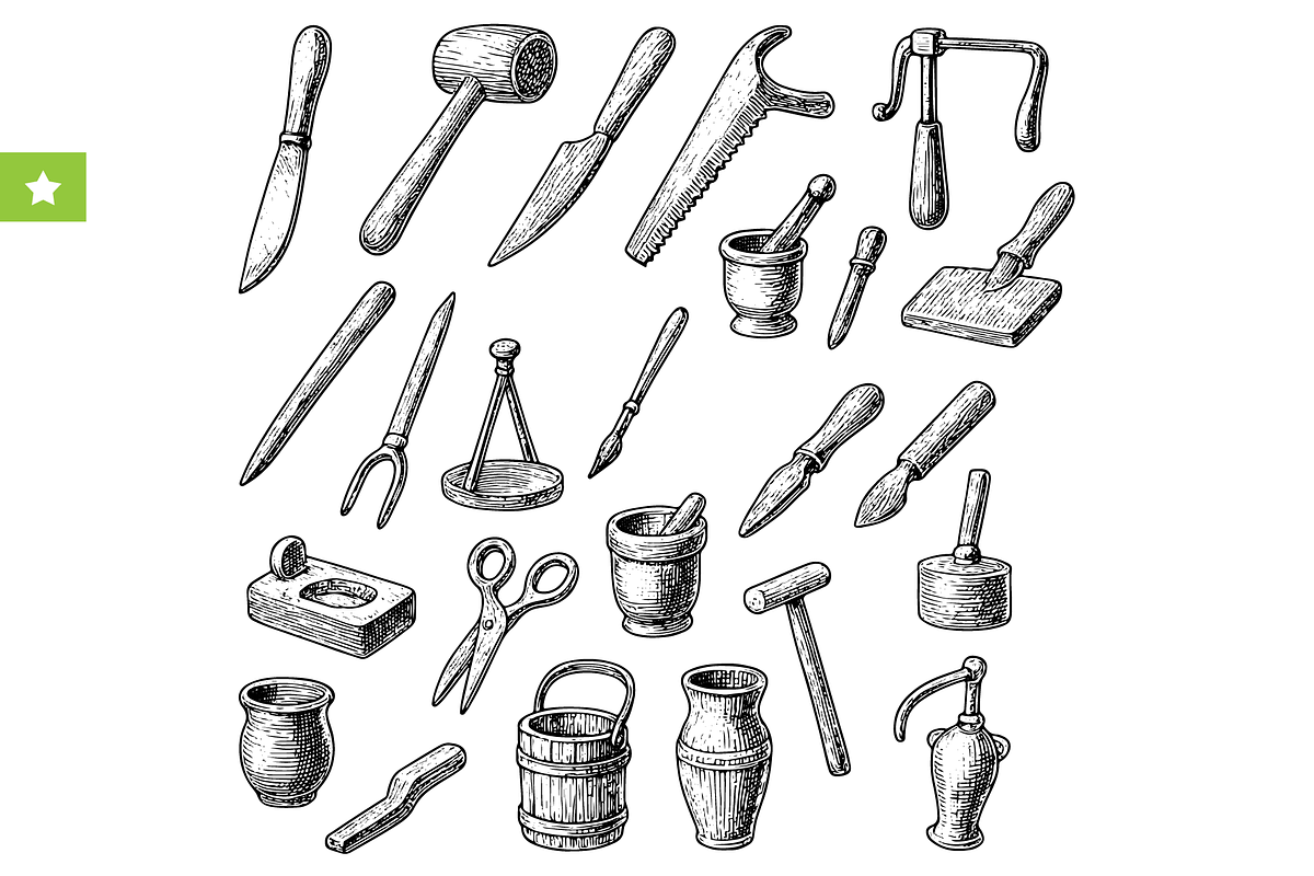 Vintage Kitchen & Craft Tools, an Object Graphic by RT Studio