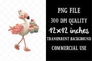 Summer Flamingo Whimsical Clipart, a Seasonal Illustration by Designking (Thumbnail 4 of 5)