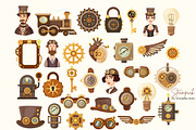 Steampunk Vector Clipart Set, a Technology Illustration by Universe Mary (Thumbnail 3 of 8)