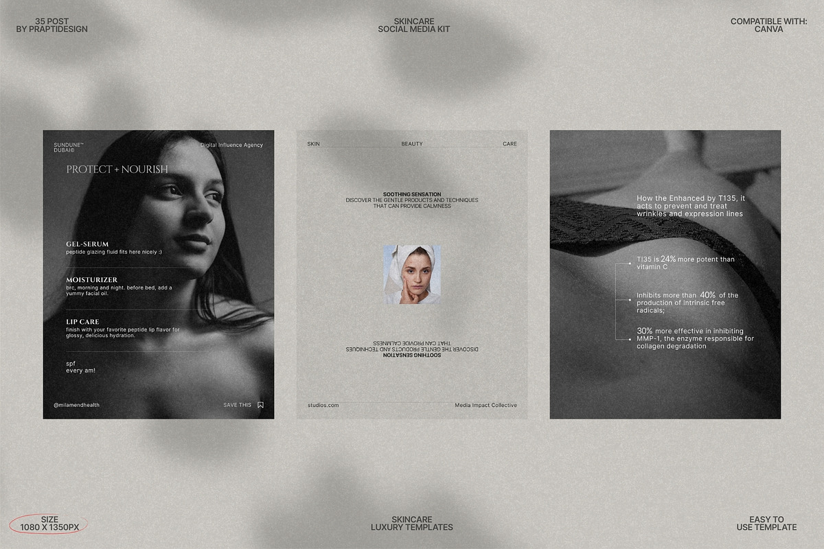 Minimal Skincare Canva Post Pack preview 7
