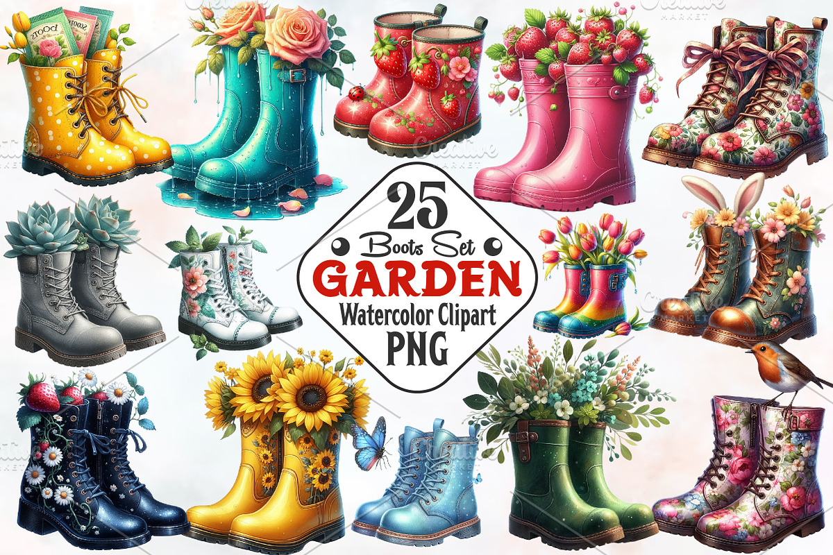 Garden Boots Sublimation Clipar, an Illustration by RobertsArt (Photo 1 of 7)