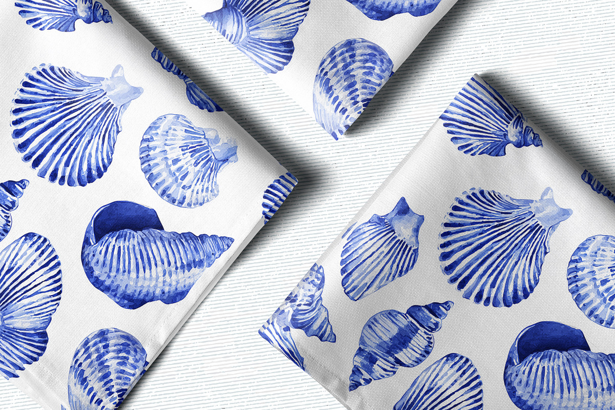 BLUE SEA SHELLS Seamless Pattern, a Pattern Graphic by AYAKA Studio Co. (Photo 3 of 8)