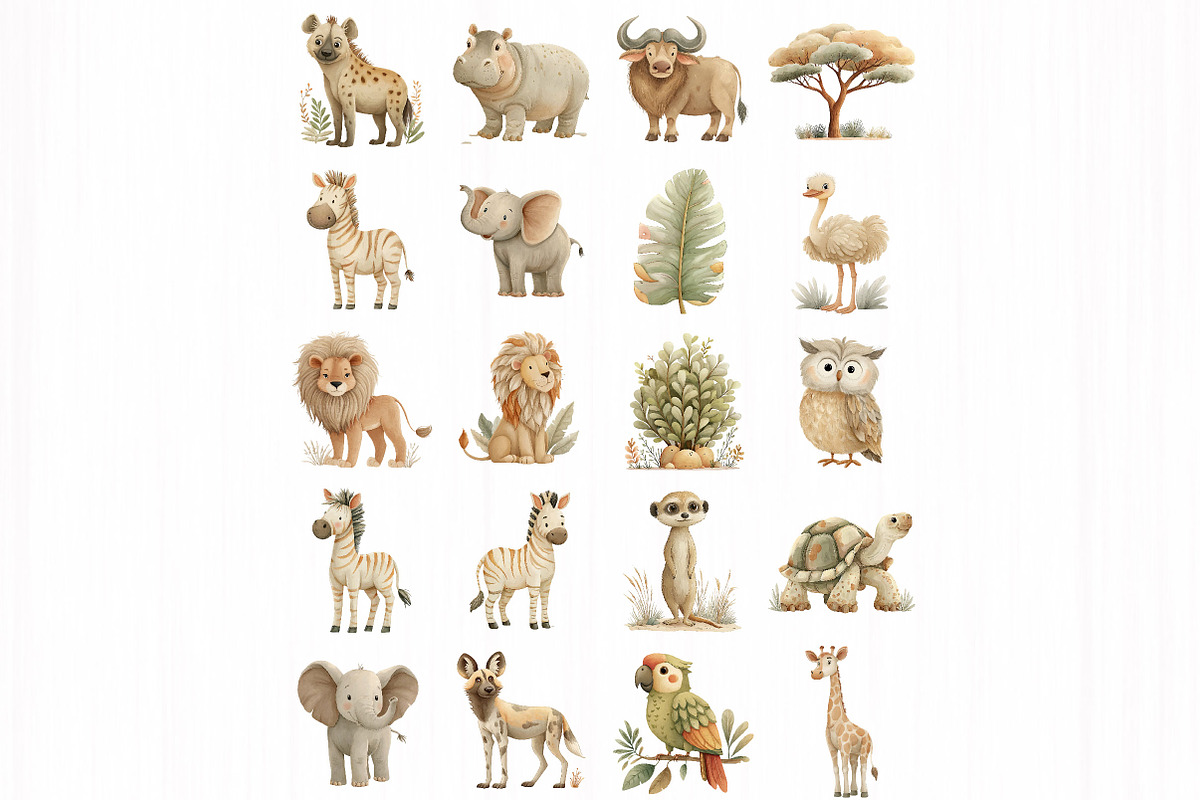 Safari Friends Animals collection, an Illustration by DreamCafeArt (Photo 4 of 10)