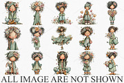 Whimsical Boho Spring Girl Clipart, an Illustration by Canvas Craft (Thumbnail 3 of 7)