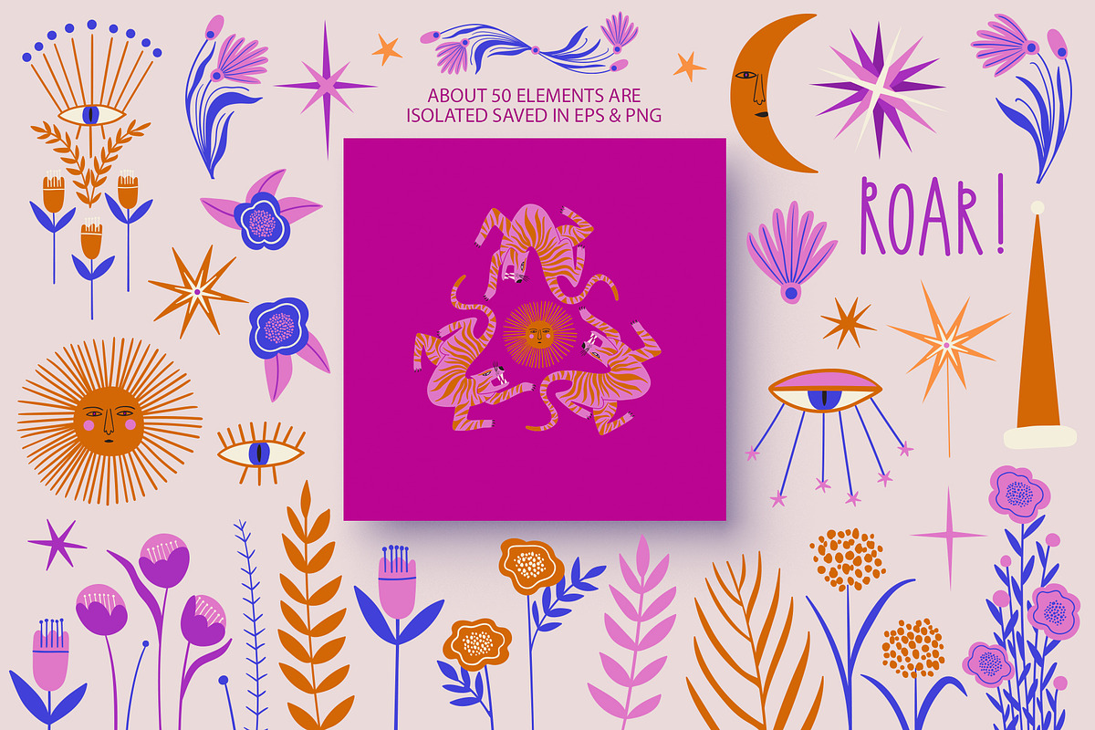 Folk Art Tigers, an Animal Illustration by Annakniaz (Photo 14 of 15)