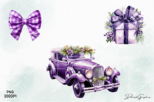 Purple Christmas Watercolor Clipart