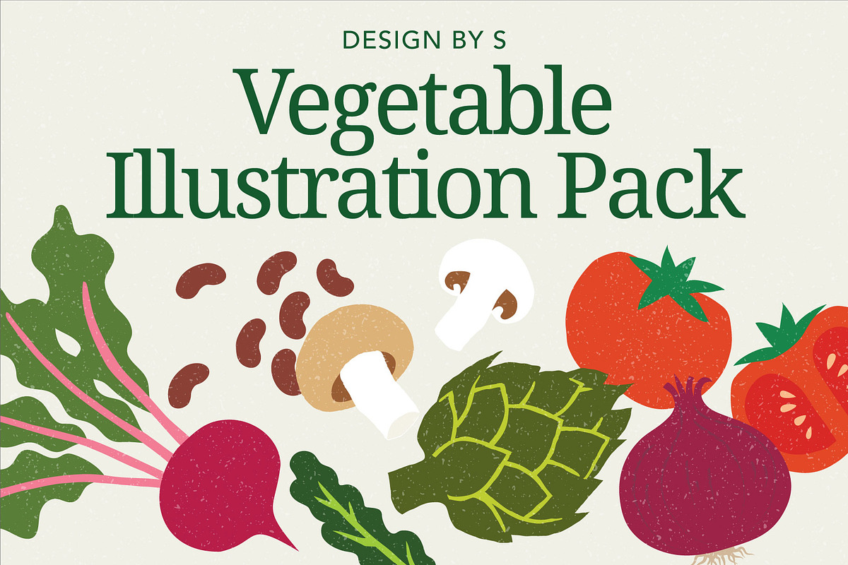 46 Vegetable Illustrations Pack, a Food Illustration by Strange Gaze Studios (Photo 1 of 10)