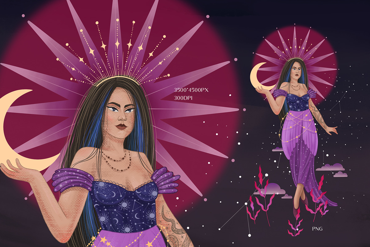 LUNALOGIA. Cosmic goddesses, a Person Illustration by Chikovnaya (Photo 9 of 14)