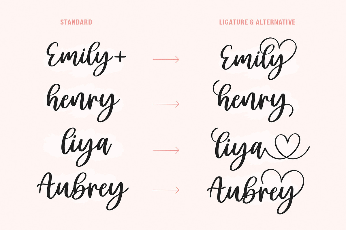 Carley - Lovely heart Script Font, a Script Font by Jozoor (Photo 2 of 10)
