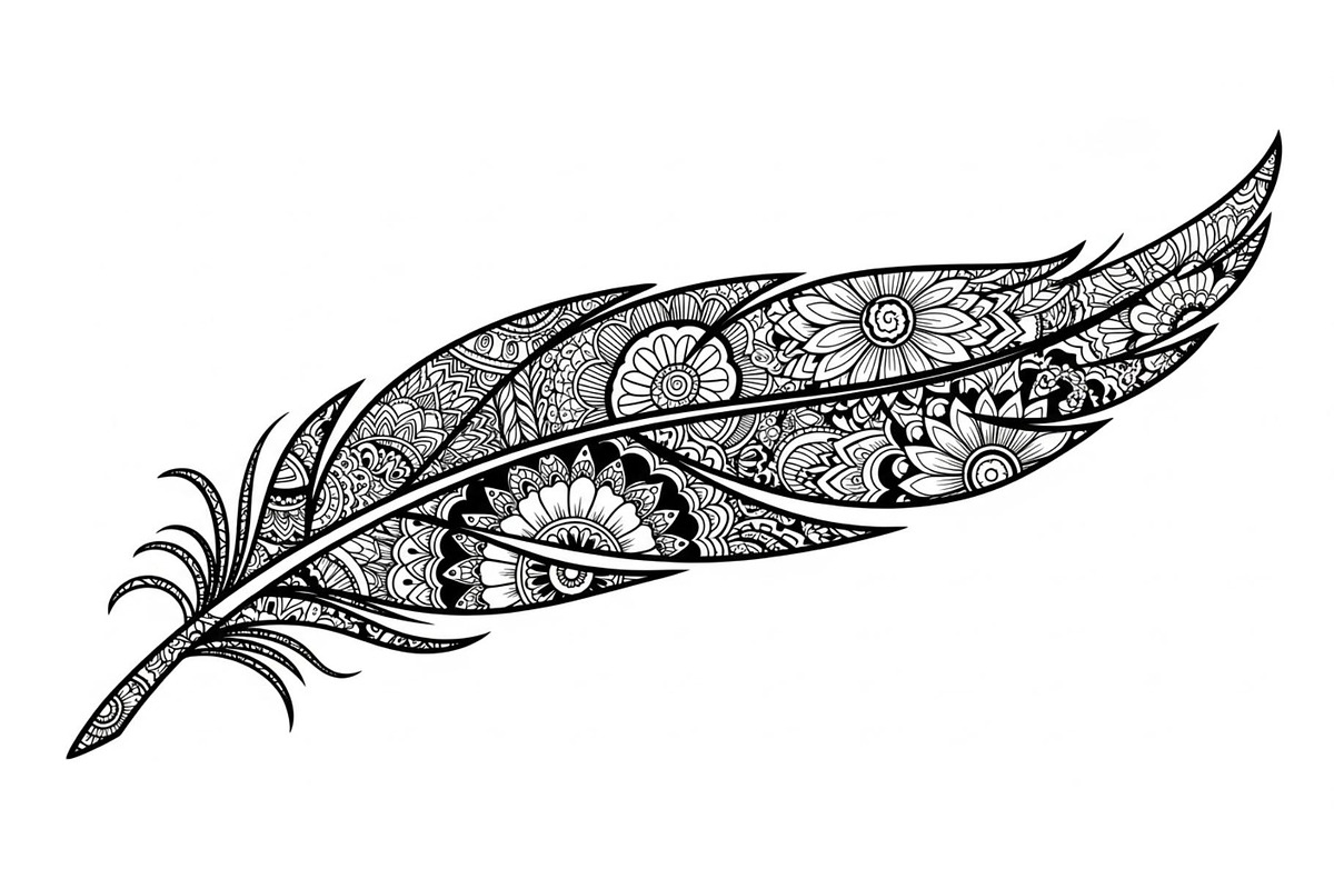 Ornamental Feather SVG Bundle, an Illustration by yasushie (Photo 8 of 31)