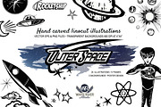 Outer Space Linocuts, a Background Graphic by WhiteRiverStudio