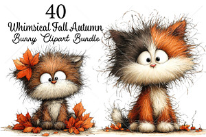 Whimsical Cute Autumn Cat Clipart, a Seasonal Illustration by Canvas Craft