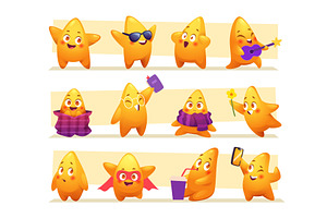 Stars characters. Funny mascot stars, an Illustration by Onyx