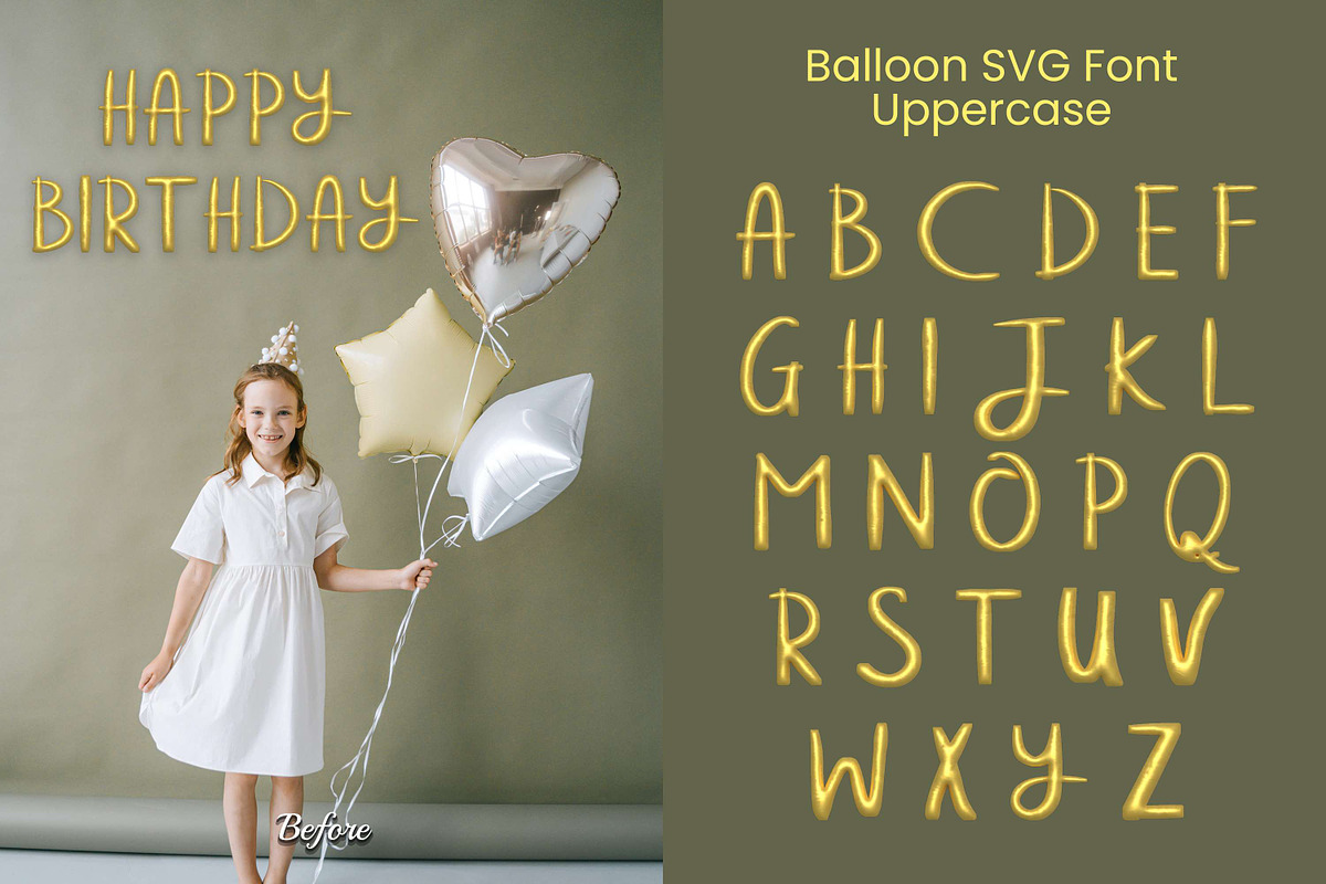 Balloon SVG Font Golden, a Handwritten Font by 3Motional (Photo 3 of 6)