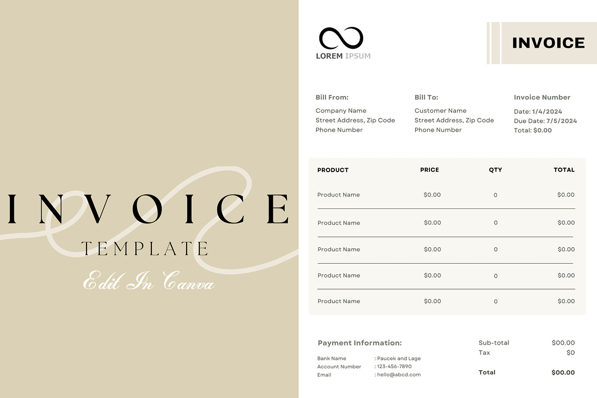 Invoice Template Download, Bill Form, a Print Template by BrushstrokeArtGB (Photo 1 of 5)
