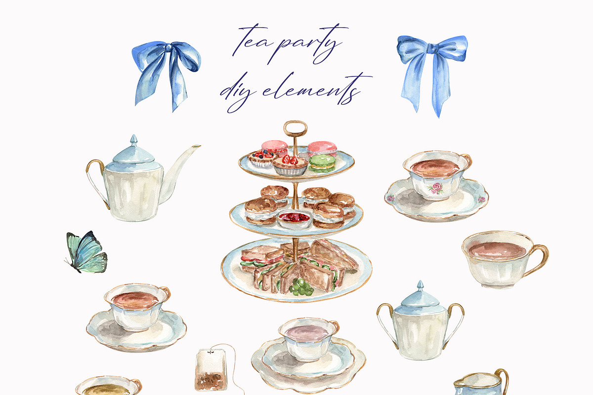 Wisteria Tea Party Watercolor, a Decorative Illustration by Catch the Dream Art (Photo 9 of 13)