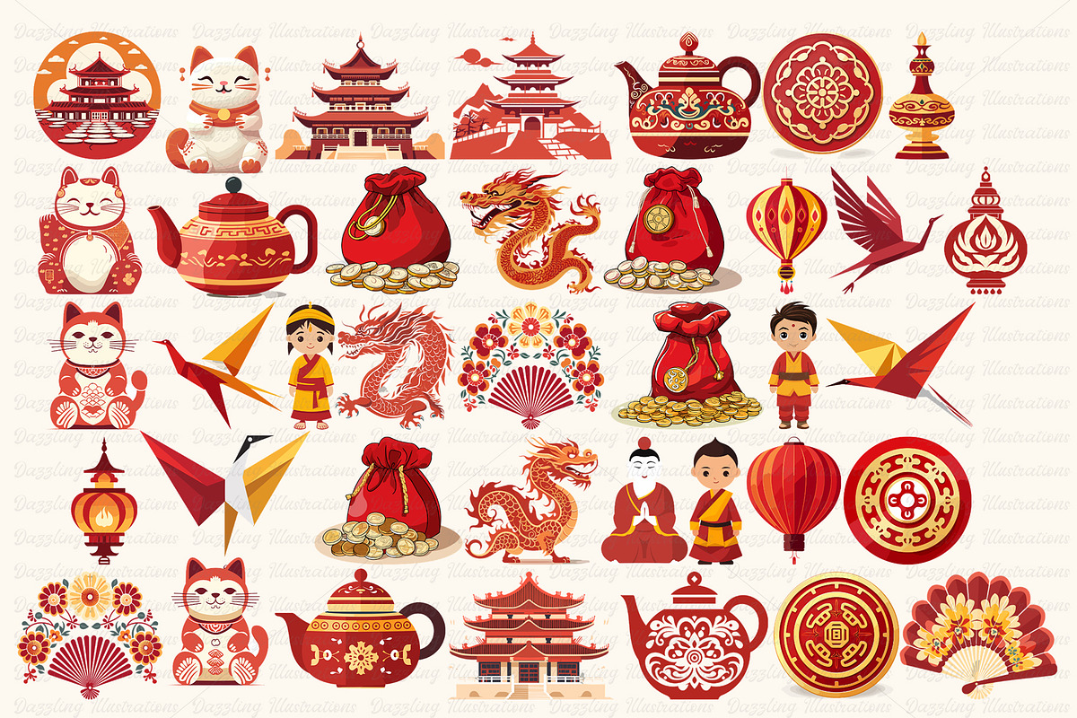 Asian Clipart - Images & Vectors, an Illustration by Dazzling Art Boutique (Photo 5 of 8)